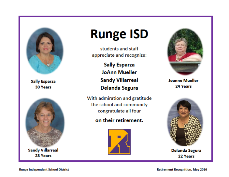 Runge ISD Recognition of District Employees